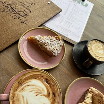Coffee and an almond pastry at Layla's Lounge