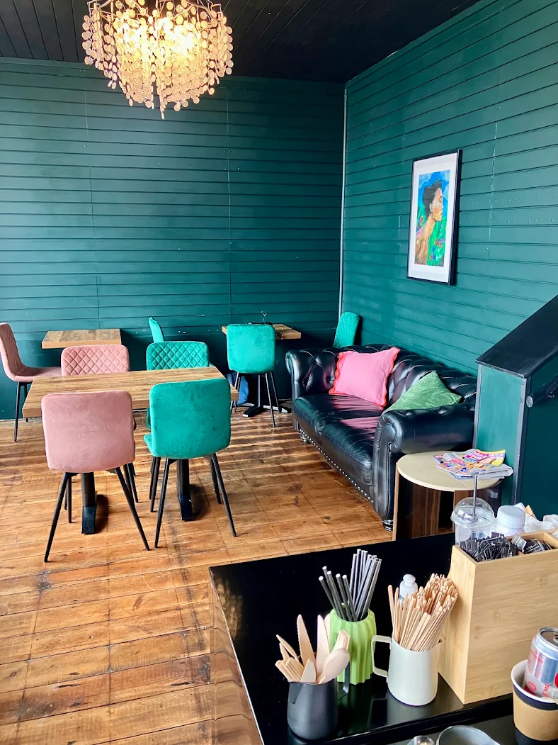 The seating area inside Layla's Lounge, Tywyn