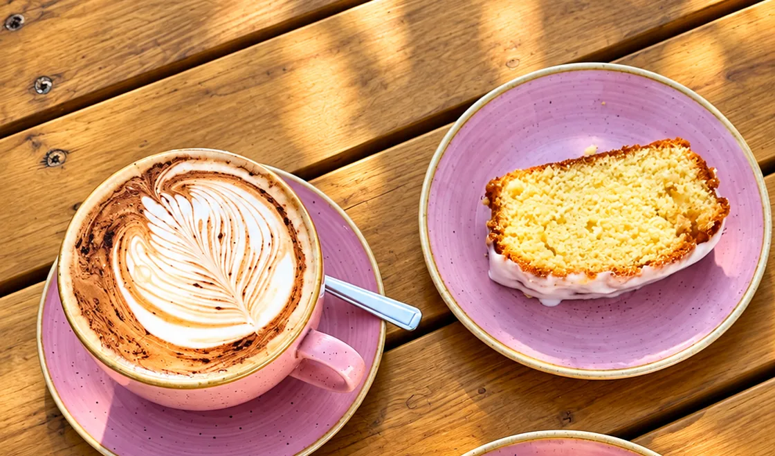 Coffee and cake slices at Layla's Lounge